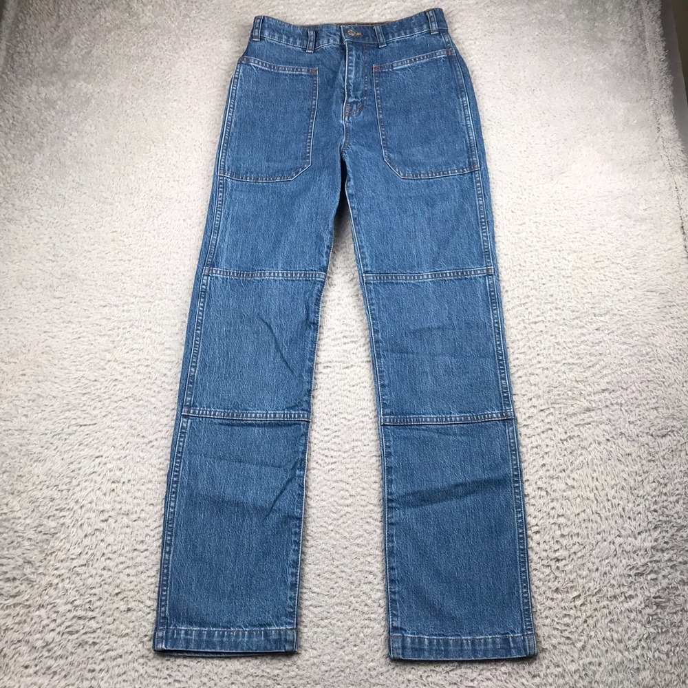 Madewell 90s Straight Jeans Womens 26 (27x30) Blue Double Knee Patch Pockets